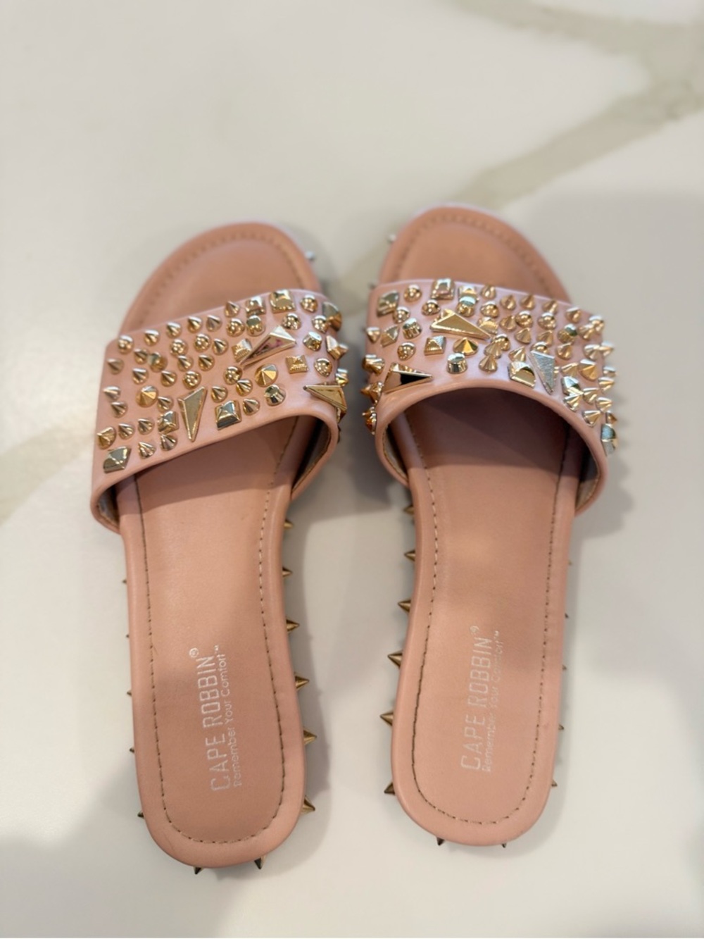Cape Robbin Blush Pink Studded Slide Sandals